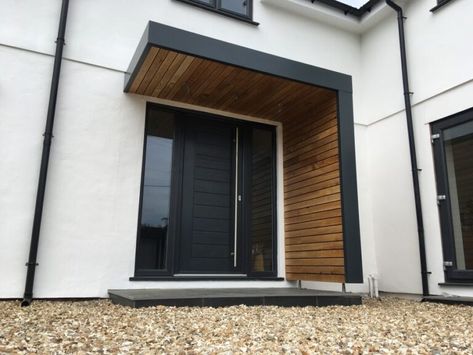 Courtlands Lane, Lympstone • Aspect One Contemporary Porch Ideas Entrance, Front Door Terrace House, Flat Roof Front Porch, Open Porch Ideas Uk, Enclosed Front Porch Ideas Entrance, Wooden Front Porch Ideas, Open Porch Ideas, Small Porch Ideas Uk, Flat Roof Porch