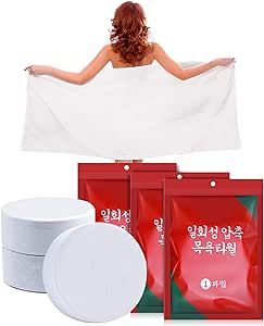 GXF 3 Packs Compressed Bath Towel Tablets, 56'' x 28'' Pure Cotton Portable Disposable Hypoallergenic Dehydrated Expandable Compact Compressed Towels Washcloths for Camping Swimming Traveling Hiking Compressed Towel, Soft Bath Towels, Travel Towel, Cotton Bath Towels, Modern Fabric, Hiking Trip, Camping & Hiking, White Collar, Camping Trips