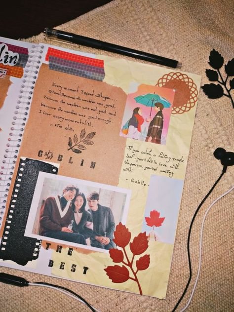 "If you catch a falling Maple leaf, you'll fall in love with the person you're waliking with" Goblin Drama Drawing, Goblin Journal, K Drama Journal, Kdrama Journal Aesthetic, Goblin Kdrama Quotes Aesthetic, Kdrama Journal, God Journal, Goblin Kdrama, Bullet Journal Quotes