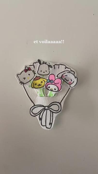 Sanrio Bouquet, Origami Paper Plane, Paper Dragon, Karakter Sanrio, Kartu Valentine, Hello Kitty Crafts, Pinterest Diy Crafts, Design Fails, Kitty Drawing