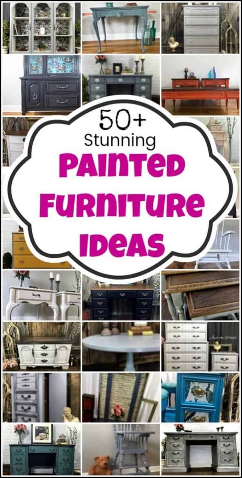 When it comes to painted furniture ideas it is easy to get overwhelmed. I can help make your search for painted furniture ideas easier. Whether you are looking for painted table ideas, painted dresser ideas or painted desk ideas here are some of the best painted furniture makeovers to inspire you. #paintedfurnitureideas #paintedfurniture #chalkpaintideas #chalkpaintfurnitureideas #paintingideas Restauration Hardware, Painted Furniture Ideas, Decoration Shabby, Painting Wood Furniture, Painted Desk, Furniture Painting Techniques, Diy Furniture Renovation, Painted Dresser, Furniture Renovation