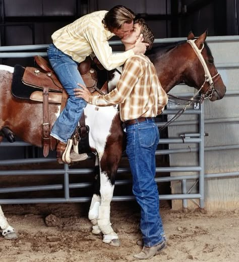 Cowboy Riding Horse Reference, Southern Man Aesthetic, Cowboy Aesthetic, Couple Poses Reference, Men Kissing, Character Aesthetics, Body Reference Poses, Cowboy Art, Human Poses Reference