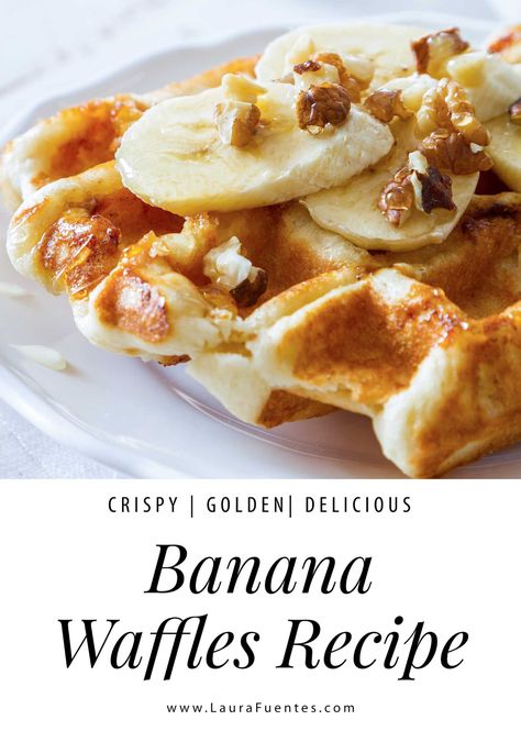 Banana Waffle Recipe, Easy Beef Recipes, Belgian Waffles Recipe, Ripe Banana Recipe, Waffle Iron Recipes, Banana Waffles, Peanut Butter Nutella, Waffle Ingredients, Waffle Maker Recipes