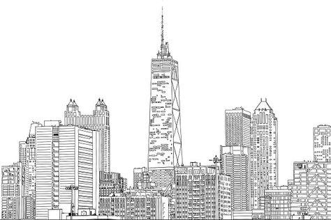 City Scape Line Drawing, Chicago Skyline Drawing, Close Up Drawing, Cityscape Sketch, Skyline Logo, Skyline Drawing, Banner Drawing, City Scape, Chicago Artists