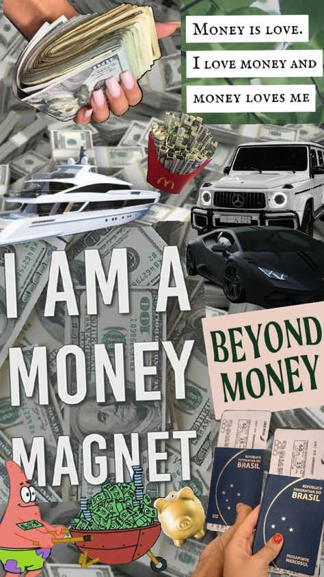 I love money, e money loves me🍀🧿💰💸 #visionboard #money #richgirl #aesthetic #richenergy #manifestation I Am A Money Magnet Wallpaper, Lots Of Money Aesthetic, Money Loves Me, Money Calling, English Money, Dream Money, E Money, Wallpapers For Ipad, I Love Money