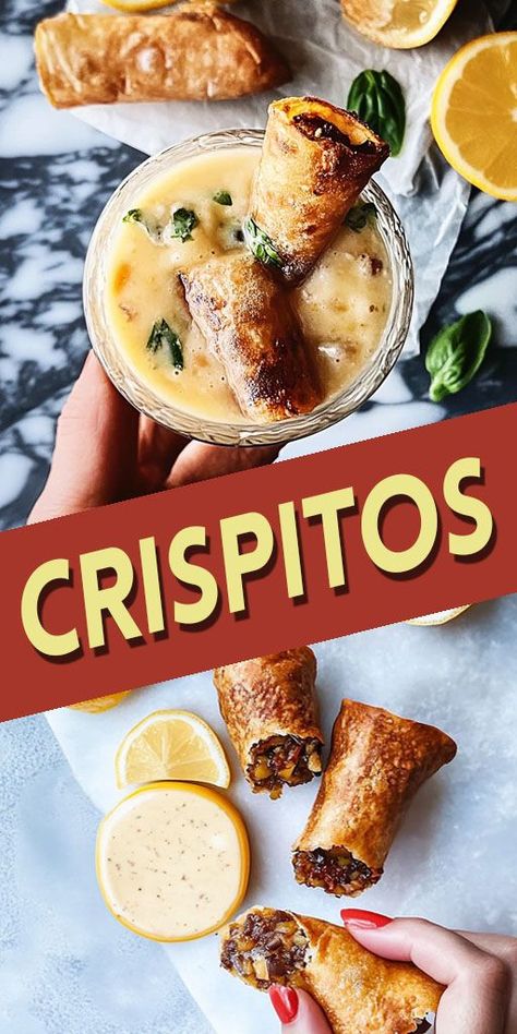 Ingredients: 1 tablespoon oil (plus more for frying) 1 onion, finely chopped 2 cloves garlic, minced 1 lb ground beef 1 packet taco seasoning 10 small flour tortillas 1 cup queso sauce 1 1/2 cups shredded cheese Salsa con queso for serving #Crispitos #Quickandeasyrecipe Crispitos School Recipe, Crispitos Recipe, Queso Sauce, Tortilla Rolls, School Food, Flour Tortillas, Mexican Recipes, Taco Seasoning, Tex Mex