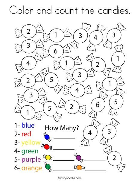 Color and count the candies Coloring Page - Twisty Noodle Color The Amount Worksheet Preschool, Candy Activities For Preschool, Coloring Activities For Preschoolers, Count And Color Worksheets Free, Pre K Coloring Pages, Holiday Homework Ideas For Kids, Color Math Worksheets, Candy Activities For Kids, Colors Worksheets For Kids