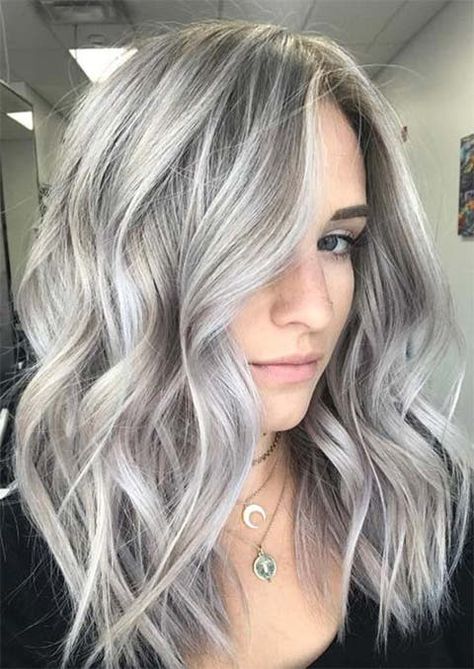 51 Medium Hairstyles & Shoulder-Length Haircuts for Women in 2020 Grey Hair Wig, Grey Blonde Hair, Silver Blonde Hair, Silver Hair Color, Silver Blonde, Shoulder Hair, Ash Blonde Hair, Shoulder Length Hair Cuts, Diet Vegetarian