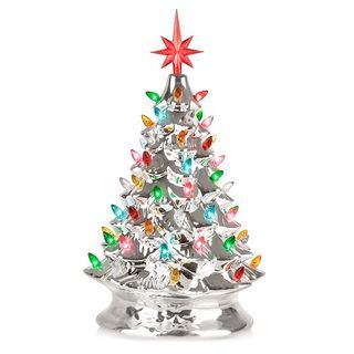 Silver Ceramic Tree Silver Christmas Tree Decorations, Winter Tree Decorations, Gold Christmas Tree Decorations, Ceramic Tree, Christmas Tabletop Decor, Silver Christmas Tree, Tabletop Christmas Tree, Ceramic Christmas Trees, Halloween Trees