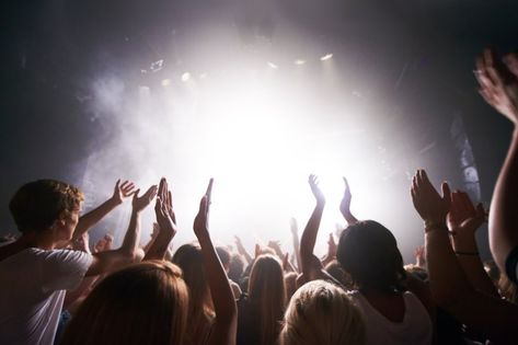 Satisfying their adoring fans. Rear-view of a crowd cheering at a concert- This concert was created for the sole purpose of this photo shoot, featuring 300 models and 3 live bands. All people in this Concert Photoshoot, Live Band, Creative Icon, Rear View, Icon Design, Photo Shoot, Stock Photography, Getty Images, Stock Photos