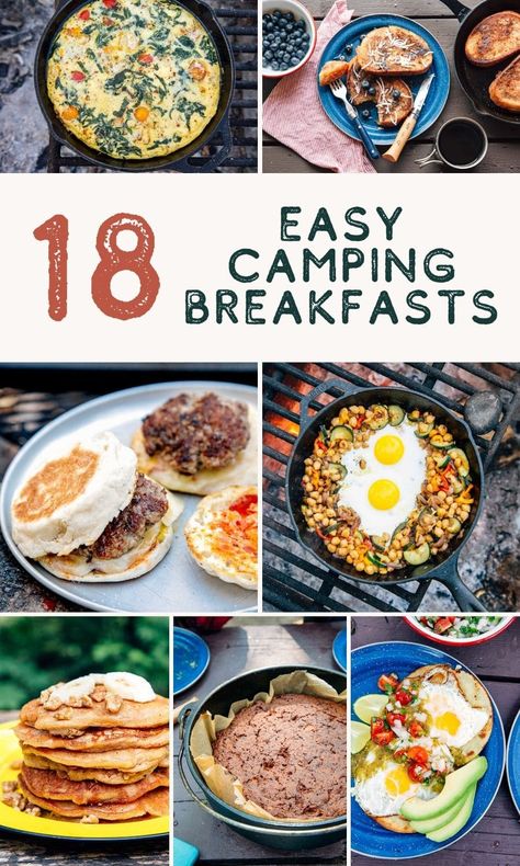 Healthy Camp Breakfast Ideas, Campout Breakfast Ideas, Trailer Camping Breakfast Ideas, Easy Cabin Breakfast Ideas, Camp Breakfast Ideas Make Ahead, Make Ahead Camping Food Breakfast, Brunch Camping Ideas, Camping Breakfast Ideas Over Fire, Tent Camping Breakfast Ideas