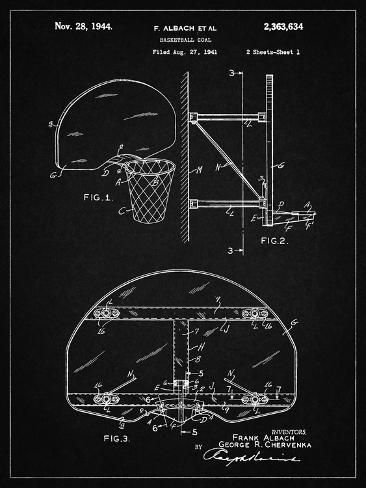 size: 12x9in Giclee Print: PP196- Vintage Black Albach Basketball Goal Patent Poster by Cole Borders : Entertainment Cole Borders/artlicensing.com Basketball Themed Bedroom, Nba Funny, Masculine Art, Basketball Goal, Basketball Backboard, Basketball Memes, Basketball Workouts, Basketball Posters, Vintage Basketball