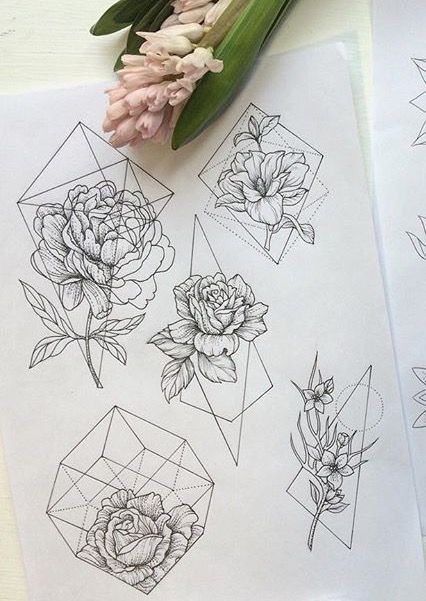 ♡┊𝔥𝔲𝔫𝔫𝔦𝔢𝔟𝔲𝔪 Tattoo Painting, Dragons Tattoo, Kunst Tattoos, Shape Tattoo, Tattoo Feminina, Geometric Flower, 문신 디자인, Trendy Tattoos, Skin Art