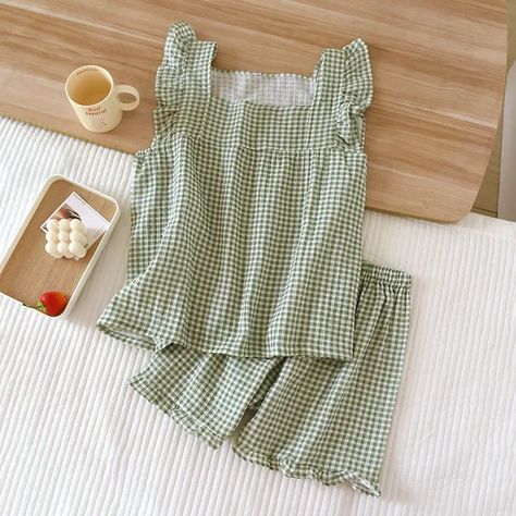 2024 Japanese summer new women's pajamas suit short-sleeved shorts two-piece 100% cotton crepe Korean Pajamas, Japanese Summer, Summer Loungewear, Summer Pajama Set, Pajama Suit, Home Clothes, Summer Pajamas, Short Pj Set, Women's Pajamas