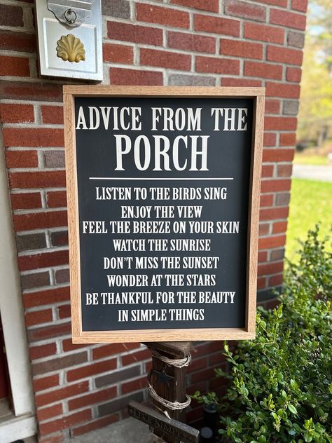 Cozy Front Porch Ideas, Decor For Front Porch, Porch Rules Sign, Rustic Outdoor Decor, Porch Wood, Outdoor Welcome Sign, Patio Signs, Hand Painted Wooden Signs, Wooden Porch