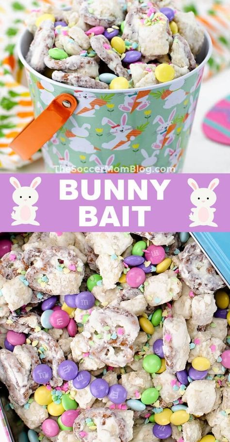 Bunny Bait Recipe, Easter Snack Mix, Easter Deserts, Easter Food Appetizers, Bunny Chow, Easy Easter Treats, Bunny Bait, Easter Appetizers, Easter Snacks