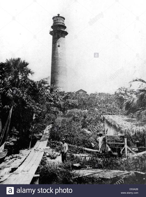 Download this stock image: Jupiter Inlet Lighthouse - D53A2B from Alamy's library of millions of high resolution stock photos, illustrations and vectors. Cape Florida Lighthouse, Florida Lighthouses, Florida Pictures, Places In Florida, Jupiter Florida, Early Photos, Key Biscayne, Jupiter Fl, 100 Years Ago