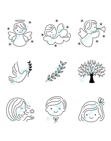 Angel Illustration Cute, Cute Angel Drawing, Angel Doodle, Small Doodles, Angel Illustration, Idee Cricut, Angel Drawing, Christian Symbols, Art Organization