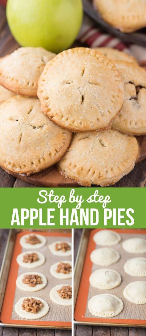 Homemade apple hand pies are a great apple dessert to make any time of the year. Watch the quick step by step video to learn how to make these mini apple pies. #applehandpies #handpies #applepie #minipie How To Make Mini Apple Pies, Hand Desserts Parties, Mini Apple Pastries, Homemade Desert Ideas, Homemade Apple Hand Pies, 4 July Desserts, Mini Apple Pies Recipe, Homemade Mini Pies, How To Make Mini Pies