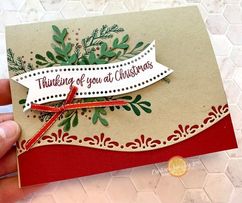 Quite Curvy Christmas Stampin Up Cards, Stampin Up Curvy Christmas, Curvy Christmas Stampin Up Cards, Stampin Up Curvy Christmas Cards, Christmas Card Ornaments, Creative Juice, Simple Christmas Cards, January 5th, Christmas Banner