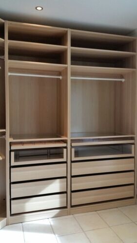 Ikea Built In Wardrobes, Wood Wardrobe Design, Wardrobe Inside Design, Wardrobe Internal, Wardrobe Internal Design, Wardrobe Ikea, Wardrobe Laminate, Organization Wardrobe, Wardrobe Laminate Design