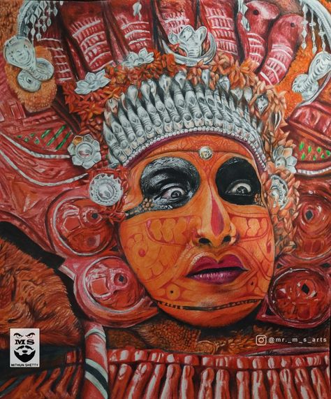 Theyyam is on of the Traditional culture of kerala. Theyyam Face, Face Pencil Drawing, Color Pencil Sketch, Traditional Culture, Pencil Sketches, Color Pencil, Pencil Sketch, Pencil Drawing, Face Drawing