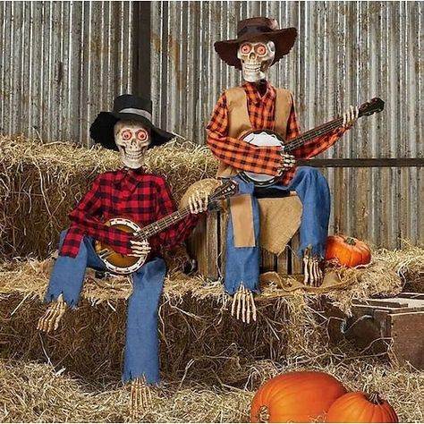 Dueling Banjos, Skeleton Decorations, Horror Nights, Theme Halloween, Play Music, How To Speak Spanish, Halloween Skeletons, Banjo, Papua New Guinea