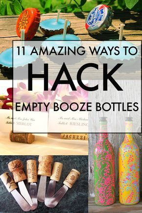 Booze Bottle Crafts, Empty Bottle Crafts, Upcycling Bottles, Bemelmans Bar, Empty Wine Bottle Crafts, Old Liquor Bottles, Beer Crafts, Alcohol Bottle Crafts, Beer Bottle Crafts