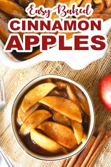 Make these easy baked cinnamon apples for a breakfast treat -- way better than Cracker Barrel's!!! They're perfect for brunches, Christmas breakfast side dish, or just a kid-friendly breakfast idea for any day of the week! #cinnamonapples #applerecipes #breakfast #brunch #christmasbreakfast #holidayrecipes #fallrecipes Cinnamon Apple Slices, Crockpot Baked Apples, Baked Cinnamon Apples, Brunch Dessert, Breakfast Sides Dishes, Kid Friendly Breakfasts, Baked Apple Recipes, Gluten Free Dessert, Breakfast Sides