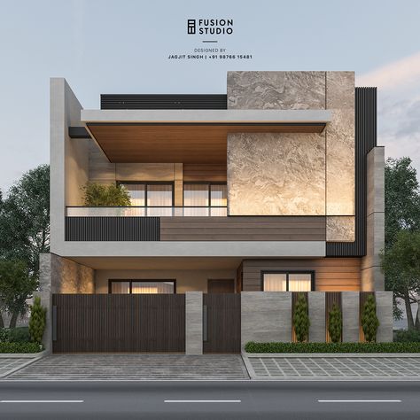 36ft Elevation on Behance Modern Elevation, House Fence Design, House Outer Design, Small House Front Design, Small House Elevation, Eksterior Modern, Facade Architecture Design, Contemporary House Exterior, Small House Design Exterior