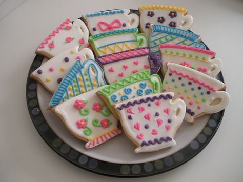 Teacup Cookies, Shabby Chic Cookies, Tea Party Cookies, Tea Cup Cookies, Designer Cookies, Pot Cookies, Teapot Cookies, Spring Cookies, Sugar Cookie Designs