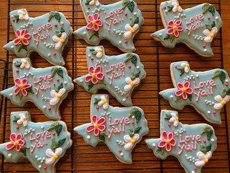 Texas Shaped Cookies, Rehearsal Dinner Party Favors, Cookies For Wedding, Texas Cookies, Patriotic Sugar Cookies, Shaped Sugar Cookies, Dinner Party Favors, Rehearsal Dinner Party, Texas Party