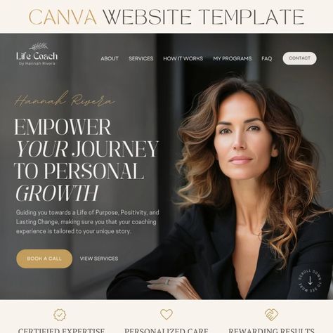 Life Coach Canva Website Template Life Coach Website Template Boho Landing Page Coaching Business Therapist Web Site Canva One Page Website - Etsy