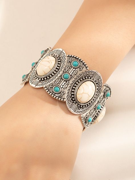 Multicolor  Collar  Zinc Alloy   Embellished   Women's Fashion Jewelry Wire Bangle Bracelets, Vintage Bohemian Style, Bangle Bracelet Set, Holiday Wear, Cuff Bangle Bracelet, Wire Bangles, Watches Women Fashion, Styl Boho, Bohemian Earrings