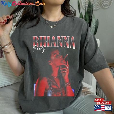 Rihanna Badgal T-Shirt Vintage 90'S Unisex Check more at https://katycollection.com/product/rihanna-badgal-t-shirt-vintage-90-s-unisex/ Rihanna T Shirt, Rihanna Oversized Shirt, Graphic Tees Aaliyah, T-shirt Femme Tupac, Nicki Minaj Shirts Tees, 90s Sweatshirt, Band Logos, Fashion Item, Rihanna