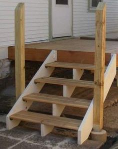 Side Door Steps, Wood Deck Steps, Deck Stair Railing, Platform Deck, Porch Stairs, Deck Steps, Building Stairs, Deck Stairs, Porch Steps