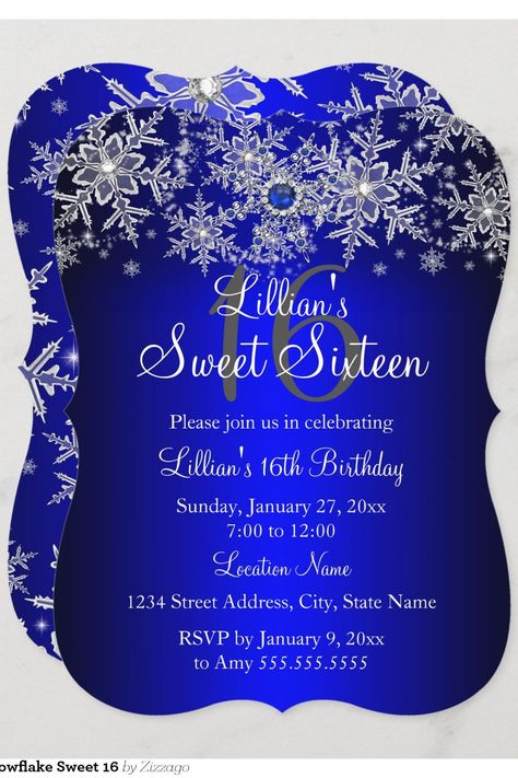 Blue Pearl Silver Snowflake Sweet 16 Invitation Winter Wonderland Sweet 16, 16 Party Ideas, Sweet 16 Party Ideas, Wonderland Sweet 16, 16 Invitations, Sweet 16 Party, Wonder Land, Sweet 16 Invitations, Sweet 16 Parties