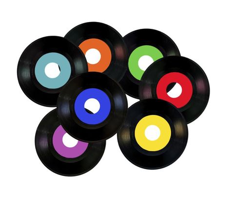 How to Make Table Centerpieces Out of Old 45 Records Concert Table Decorations, 45th Class Reunion Ideas, High School Musical Party Decorations, 70s Centerpieces, Record Centerpieces Ideas, Class Reunion Centerpieces, Highschool Reunion, How To Make Table, School Reunion Decorations