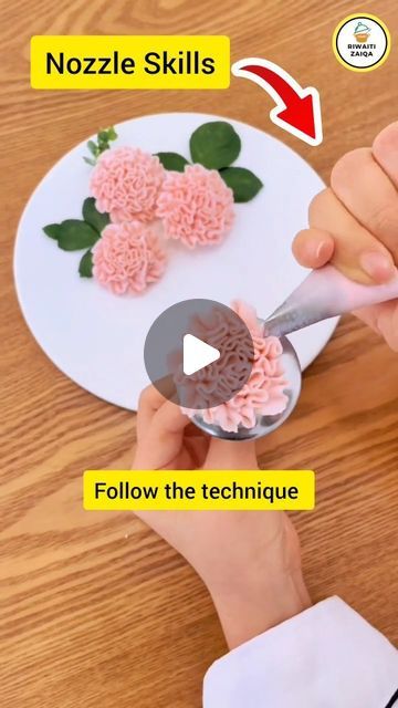 Riwaiti Zaiqa on Instagram: "Flower Easy Cake Piping Nozzle Technique | Real or Cake 🎂🤔 Decorating Cake Challenge Tag Food Lover👇 . . Follow👉 @riwaiti_zaiqa . . #food #foodblogger #foodblog #restaurantfood #viralfood #foodhacks #recipehack #foodhacks #foodie #foodiegram #bread #whitesaucepasta #quickrecipe #easyrecipes #fastrecipes #breakfast #breakfastrecipe #viralreels #trendyfood #streetfood #streetstylefood #foodblogging #recipeoftheday #pasta #cakedecorating #easyrecipe #tasty #cake #birthdaycake #motherlove #riwaitizaiqa" Pipping Flower Cake Designs, How To Make Flowers For Cakes, Cake Decorating Techniques Flowers, Easy Flower Piping, Easy Flower Cake Decorating, Buttercream Flowers Tutorial Step By Step, How To Pipe Flowers On Cake, Petal Cake Design, Piping Flowers On Cake