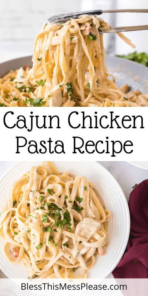 Cajun Chicken Pasta is a dish that features tender chicken, bell peppers, and a rich Cajun-spiced cream sauce, all tossed with fettuccine. Cajun Chicken Pasta Recipe, Creamy Cajun Chicken Pasta, Creamy Cajun Chicken, Cajun Chicken Pasta Recipes, Cajun Pasta, Hearty Chicken, Cajun Chicken Pasta, Spicy Dishes, Cajun Chicken