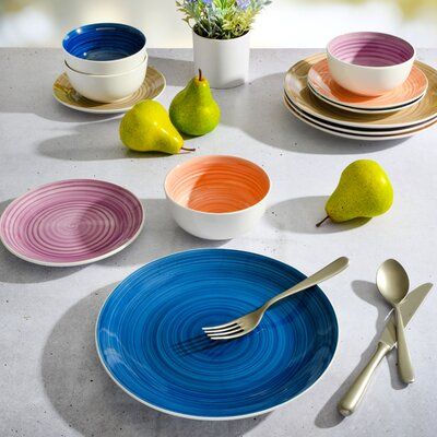 Colorful Dinner Plates, Colorful Dishes Sets Dinnerware, Bestie Apartment, Dish Sets Dinnerware, Early Morning Breakfast, Coastal Dinnerware, Porcelain Dishes, Dishware Sets, China Dinnerware Sets