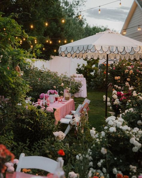 Rose Lane Garden | You can’t go wrong having a party in a garden🧚🌸✨💖 Imagine your intimate event photo album looking something like this!… | Instagram Colorful Garden Party Wedding, Garden Party Hens, Vintage Garden Party Wedding, Garden Cocktail Party, Rose Garden Party, Pink Garden Party, Garden Engagement Party, Backyard Garden Party, Birthday Setup