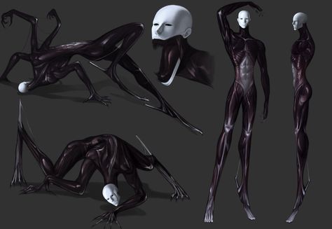 Scary Humanoid Creature, Creepy Humanoid Monsters, The Luden Project, Vampire Creature Design, Horror Oc Design, Luden Project, Humanoid Creature Concept Art, Eyeless Monster, Shadow Creature Art