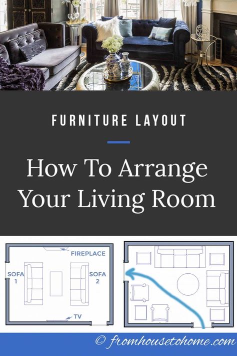 Learn to make the best use of your space with these furniture arrangement tips and living room layouts...even if it has a fireplace and a TV. #fromhousetohome #livingroomlayouts #livingroom #homedecorideas  #decoratingtips Living Room With Lots Of Windows, Uredjenje Stana, Large Windows Living Room, Living Room With Large Windows, Awkward Living Room Layout, How To Arrange Furniture, Contemporary Family Rooms, Room With Large Windows, Living Room Design Layout