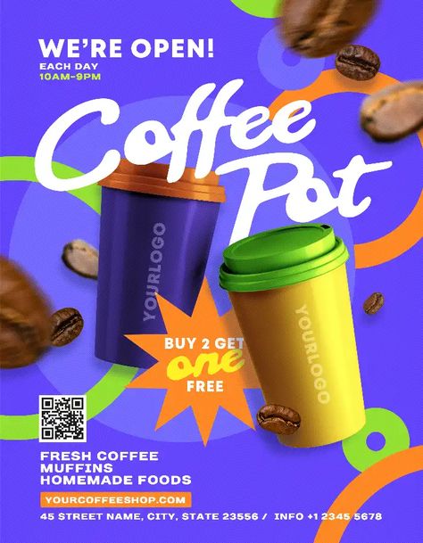 Download the Free Coffee Shop Flyer Template for Photoshop! Drinks Promotion Design, Coffee Discount Poster, Coffe Shop Poster, Product Highlight Design, Free Coffee Poster, Coffee Product Design, Cafe Flyer Design, Coffee Poster Design Ideas, Coffee Design Poster