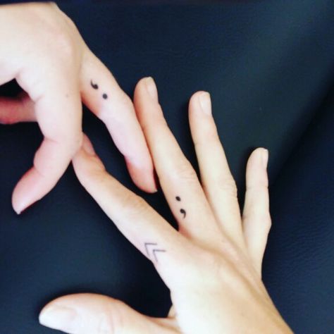 Sister semi colon tattoos on fingers... also sisters viking symbol for create your own reality.. Rare Tattoo Designs, Real Is Rare Tattoo, Semi Colon Tattoos, Colon Tattoos, Tattoos On Fingers, Rare Tattoo, Real Is Rare, Colon Tattoo, Trishul Tattoo Designs