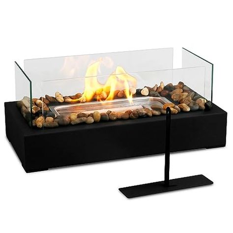 KORNIFUL Tabletop Fire Pit - Safer Stainless Steel Small Table Fireplace with Cobblestone for Dinner Parties, Smores Maker - Indoor/Outdoor Portable Mini Table Top Firepit - Housewarming Gift Smores Maker, Tabletop Fire Pit, Table Fireplace, Tabletop Fireplaces, Tabletop Firepit, Fire Pit Bowl, Roasting Marshmallows, Portable Table, Mini Table