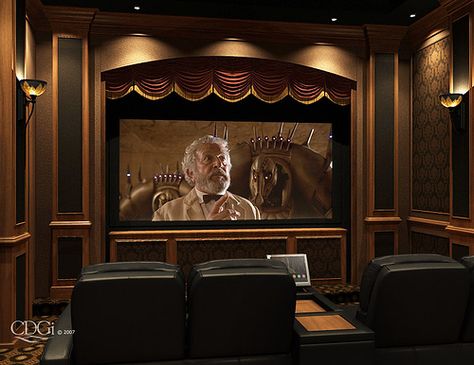 "Westminster" Theater Design | Flickr - Photo Sharing! Cinema Room Small, Home Cinema Room Ideas, Luxury Home Cinema Room, Home Theater Screens, Cinema Idea, Basement Bar Design, Home Theater Room Design, Cinema Theater, Theater Rooms