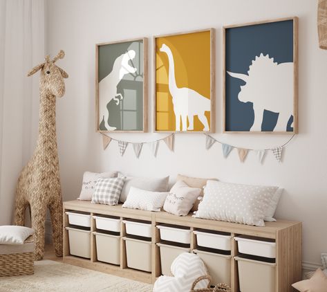 This Boho Dinosaur Print Set in Green, Mustard and Navy Blue Background colour tones is perfectly complements neutral nursery decor styling. A Dinosaur-themed bedroom is a fantastic way to make their space fun and engaging. The colors can be customised to suit your decor needs - just note your colour requirements and any references in your order or alternatively send a message afterwards. Mushroom Illustration, Mountain Nursery, Dinosaur Wall Art, Illustration Kids, Forest Nursery, Dinosaur Nursery, Nursery Poster, Dinosaur Wall, Unframed Art Prints