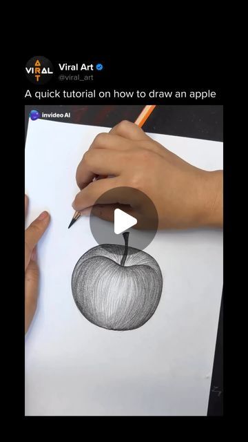 Viral Art 🎨 on Instagram: "Sketching an apple with a pencil is a great way to improve your observation and shading techniques. Begin by outlining the basic form, paying attention to its roundness and the small dip where the stem attaches. Determine the direction of the light to identify areas of brightness and shadow.  Apply shading to the darker regions using soft, controlled strokes, gradually layering to achieve depth. Smooth out the pencil marks with a blending tool or tissue, keeping the highlights light for a realistic effect. Use a fine-tipped pencil for details like the texture of the skin and the stem. With consistent practice, your drawing will accurately reflect the apple’s shape, texture, and form.  Artist: lele98981 / 和老师一起学画画 on Douyin  #drawing #apple #tutorial" Small Shading Drawings, Pencil Shading Techniques Step By Step, Drawing Shadows And Light, Douyin Drawing, Apple Pencil Drawing, Apple Sketch, Pencil Shading Techniques, Drawing Apple, Shading Drawing